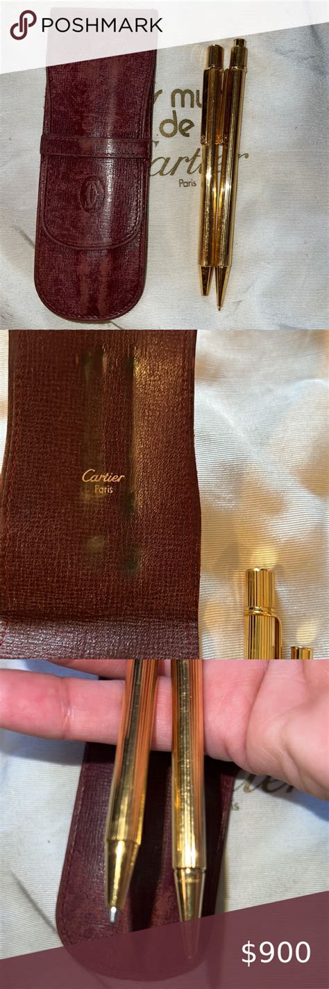 cartier gilded pen|cartier gold mechanical pencil.